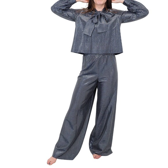 70s Vintage Retro‎ Disco Pants Suit High Waisted Wide Leg Bell Bottoms Size 3/4 - Picture 6 of 8